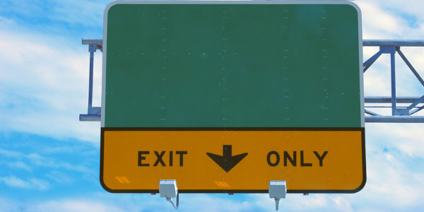 Image of road sign 'exit only' signifying the need to discontinue troubled projects.