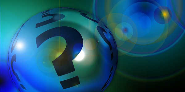 Image of sphere with question marks signifying the need for project risk analysis.